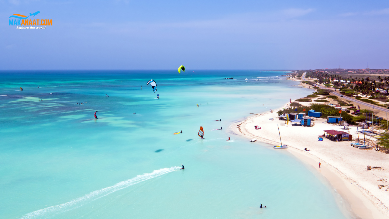 Aruba: Best Caribbean island to visit in February 2026 — sunny Eagle Beach in Aruba with crystal-clear water and perfect winter travel weather