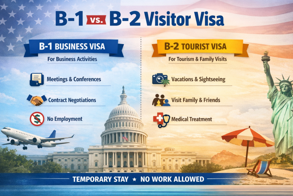 B-1 vs B-2 Visa Explained (2026): Requirements, Approval Rates & Tips