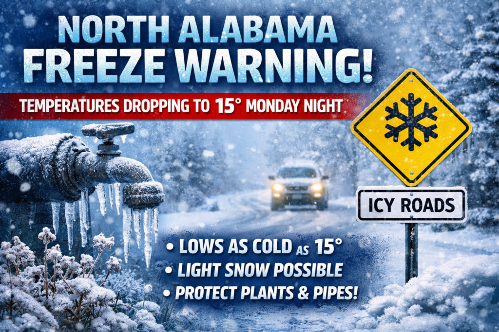 North Alabama freeze warning alert