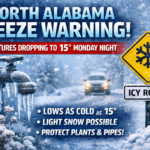 North Alabama freeze warning alert