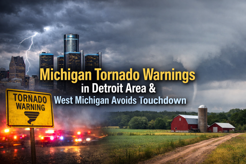 Tornado warnings and near touchdown in Michigan